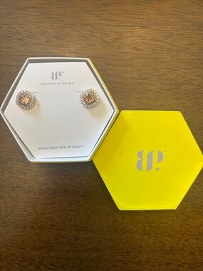 Bomb Party OG earrings RBP8217 Halo of Heaven Dark Smokey Topaz & CZ on rhodium